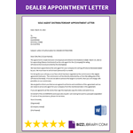 Dealer Appointment Letter example document template 