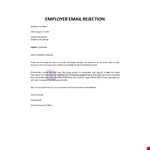 Employer Rejection example document template 