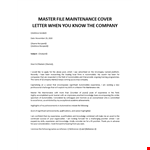 Master File Maintenance cover letter  example document template