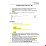 Customer Property Log Template example document template