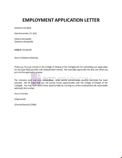 Employment Application Letter