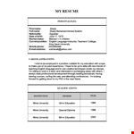 Primary Teacher Resume Format example document template
