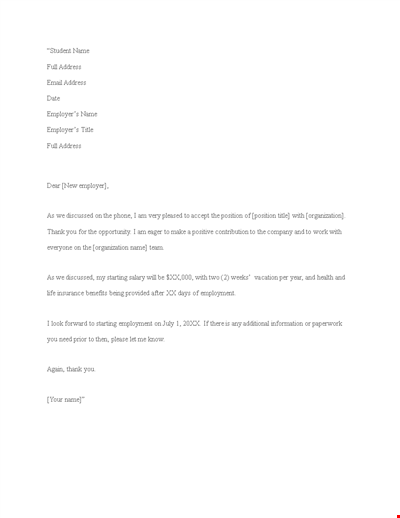 Accepting Job Offer Letter Template