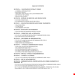 Professional Table of Contents Template for Contracts - Easily Organize Sections example document template