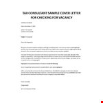 Tax Consultant Cover letter example document template