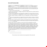 Sample Secured Promissory Note Template example document template