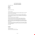 Final Warning Letter example document template