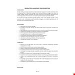 Production Assistant Job Description example document template
