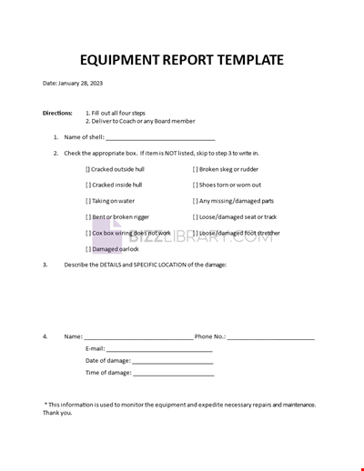 Equipment Report Template