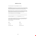 Sample Bill of Sale example document template