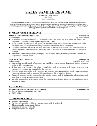 Sales Insurance Agent Resume