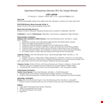 Experienced Elementary Teacher Resume example document template