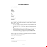 Call Center Cover Letter example document template 