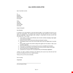 Call Center Cover Letter example document template