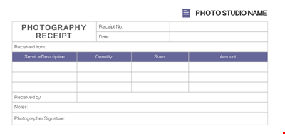 Received Photography Receipt - Download Printable Template