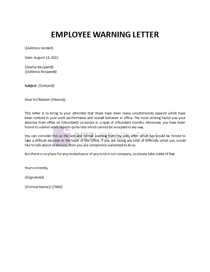 employee warning letter