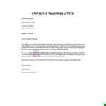 Employee Warning Letter example document template 