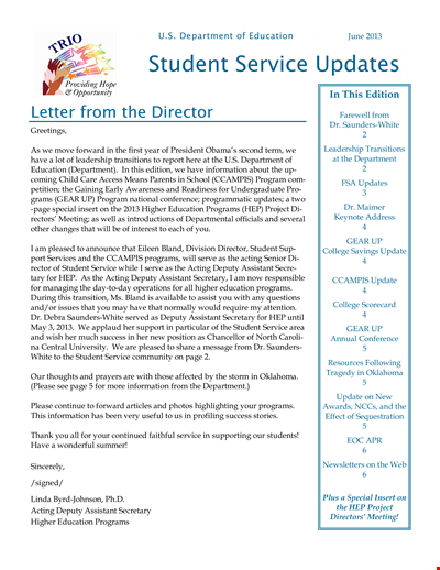 Education Service: Student Programs - Jun Newsletter