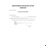 Employment Certificate Letter Template example document template