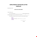 Employment Certificate Letter Template example document template 
