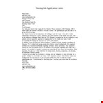 Nursing Job Application Letter example document template