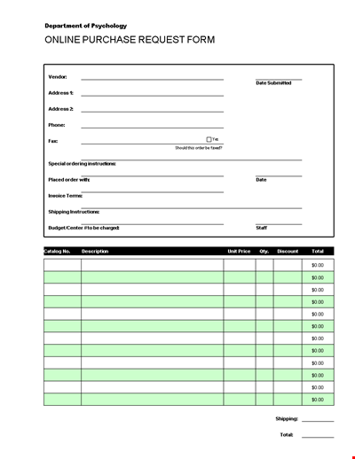 Online Purchase Order Request Excel Template Download