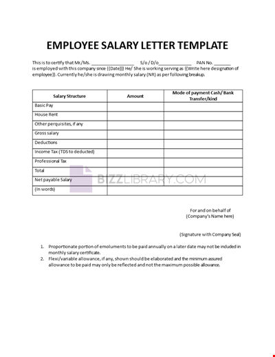 Employee Salary Letter Template