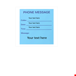 Phone Message Template - Create Professional Phone Messages Effortlessly example document template