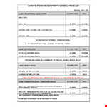 Cemetery Prices | Compare Memorial Interment Costs - CGCPrices example document template