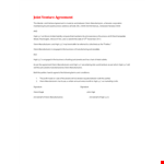 Joint Venture Agreement Template for Business Manufacturers - Glenn example document template