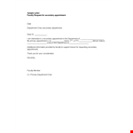 Sample Letter Faculty Request For Secondary Appointment example document template 