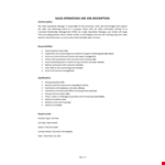 Sales Operations Job Description example document template