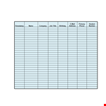 Sign Up Sheet Template | Company & Birthday example document template