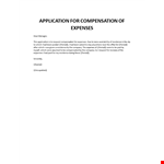 Application for compensation of expenses example document template