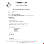 Project Progress Meeting Agenda Template example document template