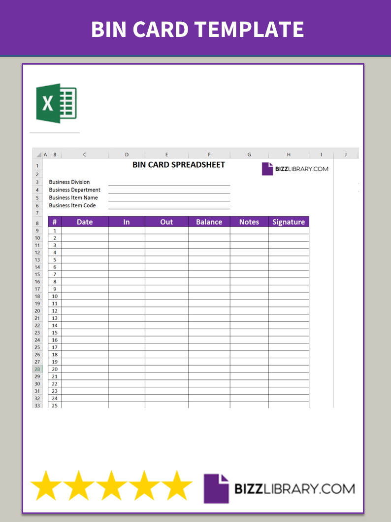 bin card template