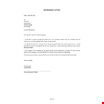 Retirement Letter example document template