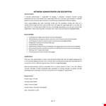 Network Administrator Job Description example document template