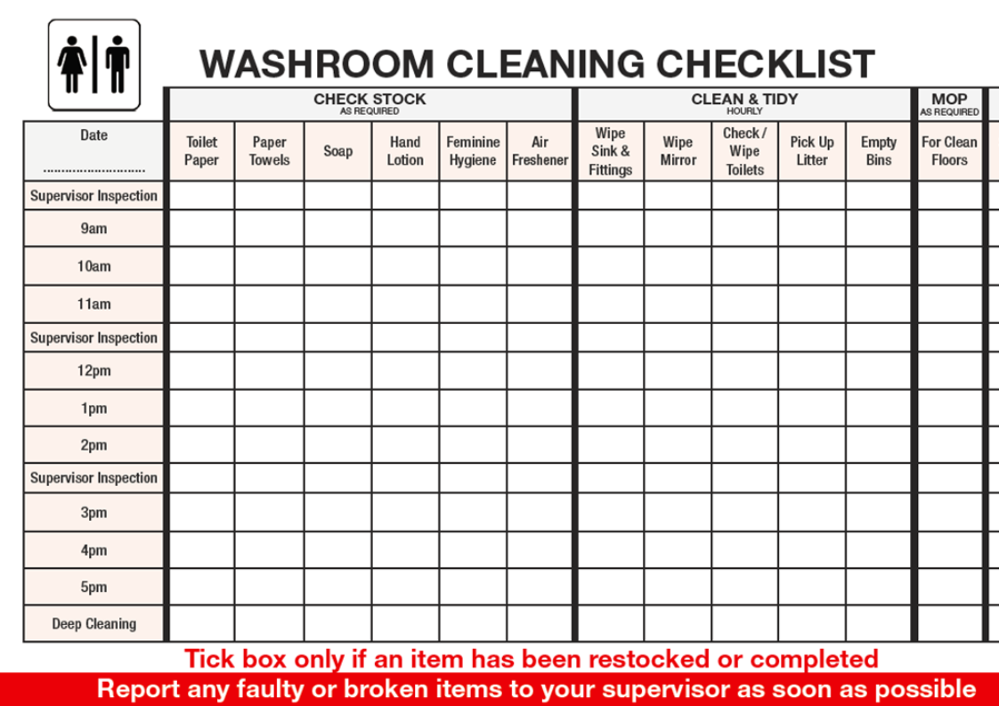 bathroom cleaning log template excel free download example