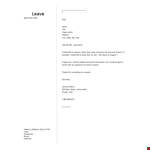 Leave Application Letter example document template 