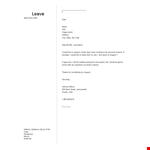 Leave Application Letter example document template