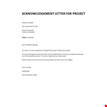 Acknowledgement letter for project requirements example document template 