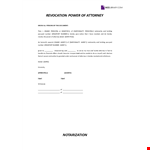 Revocation Power Of Attorney example document template 