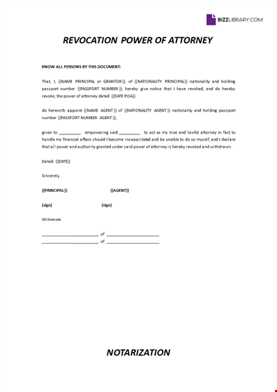Revocation Power Of Attorney