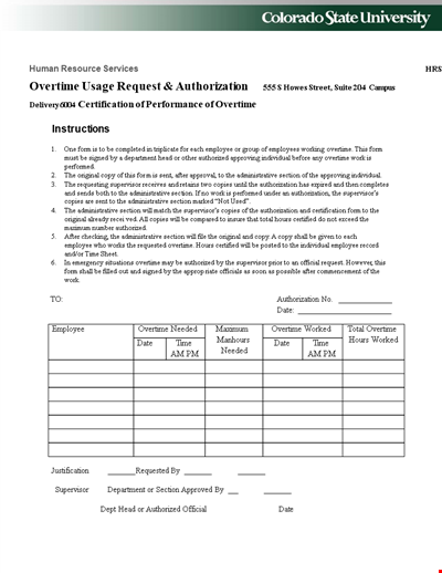 Authorize Overtime Usage with Request Form – Section Supervisor