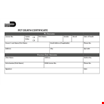 Pet Death Certificate Template - Download Now for Vital Death Information & License Purposes example document template 