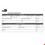 Pet Death Certificate Template - Download Now for Vital Death Information & License Purposes example document template