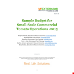 Commercial Production Budget Template - Sample Budget for Tennessee Tomato Commercial example document template