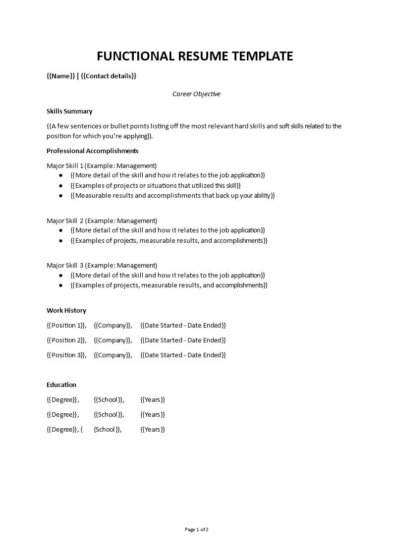 functional resume template Main Image functional resume template