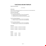 Functional Resume Template example document template